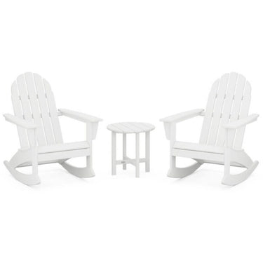 POLYWOOD Vineyard 3-Piece Adirondack Rocking Chair Set in White